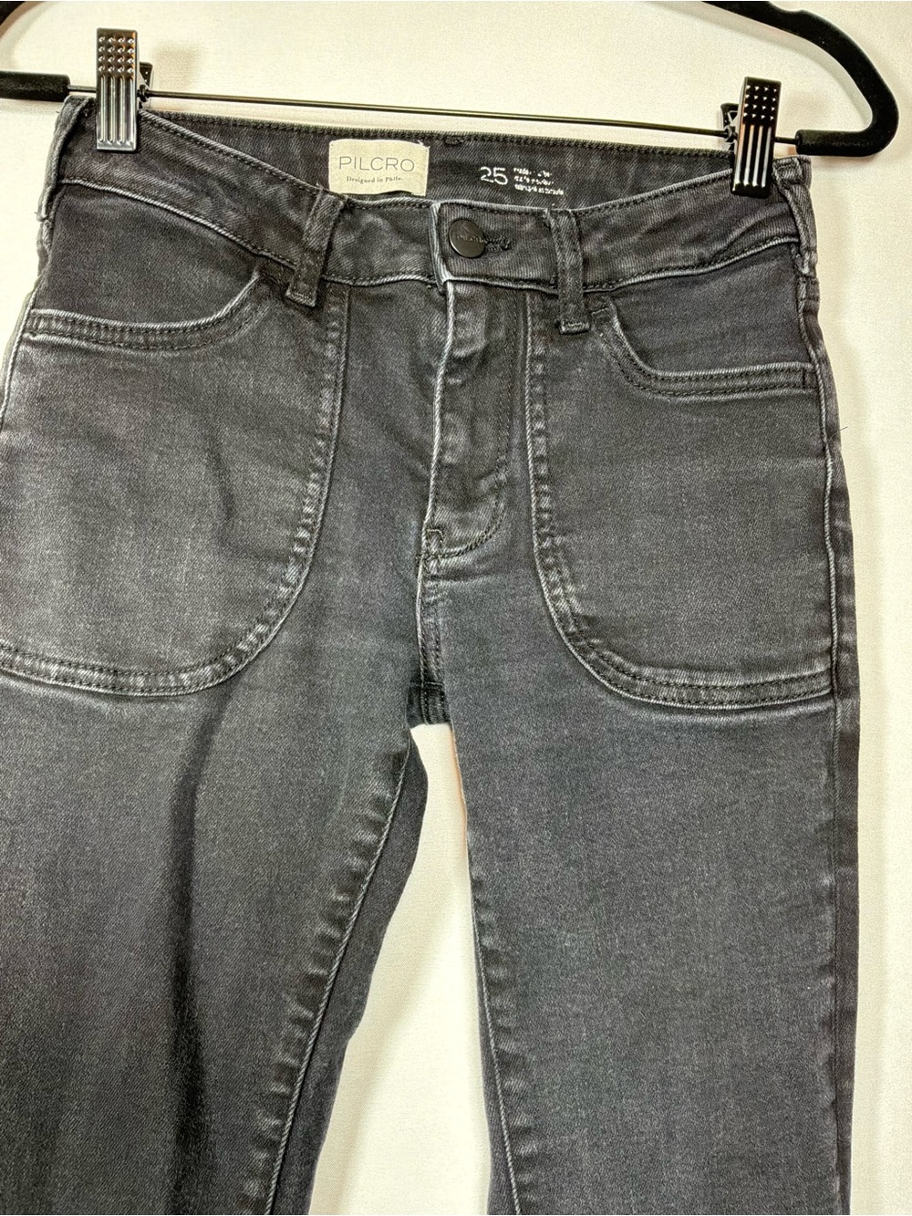Pilcro Anthropologie Black Bootcut Flare Jeans Women’s Size 25 Patch Pockets - Picture 4 of 9